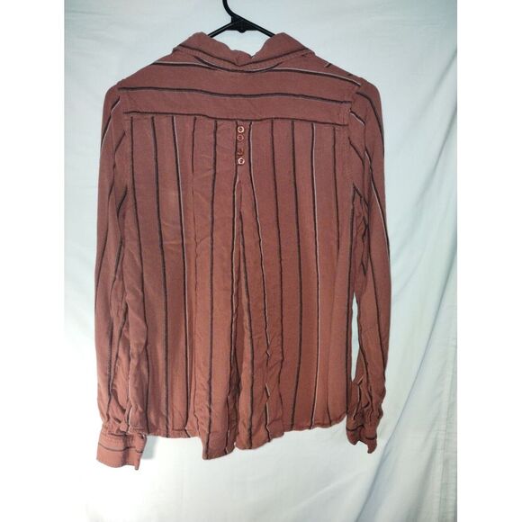 Roxy Concrete Street Shirt Womens Size 10 Long Sleeve Button-Up Rust/White - Picture 3 of 9